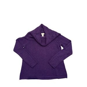 CHICOS Cowl Neck Knit Sweater Purple Women's Size 1 Acrylic Wool Blend Cozy Chic